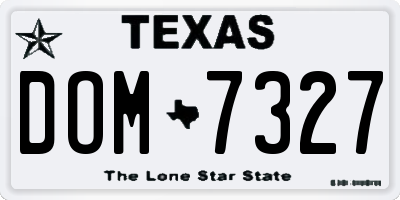 TX license plate DOM7327