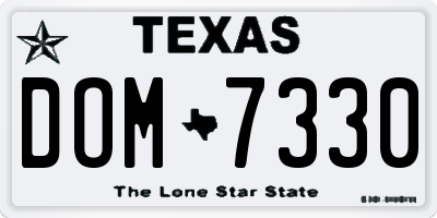 TX license plate DOM7330