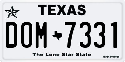 TX license plate DOM7331