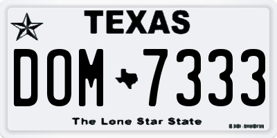 TX license plate DOM7333