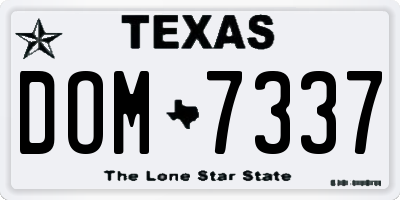 TX license plate DOM7337