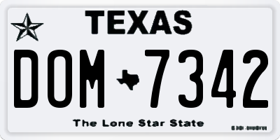 TX license plate DOM7342