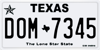 TX license plate DOM7345