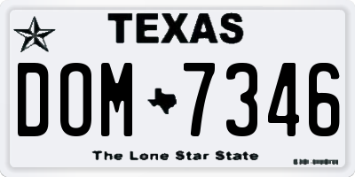 TX license plate DOM7346