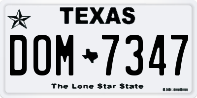 TX license plate DOM7347
