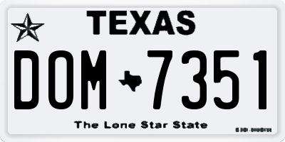 TX license plate DOM7351