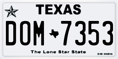 TX license plate DOM7353