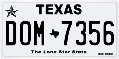 TX license plate DOM7356