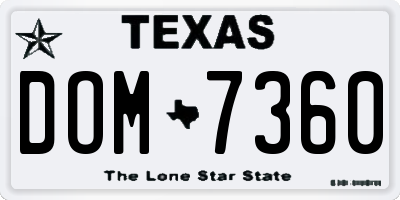 TX license plate DOM7360
