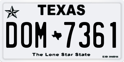 TX license plate DOM7361