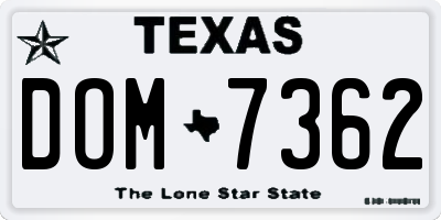TX license plate DOM7362