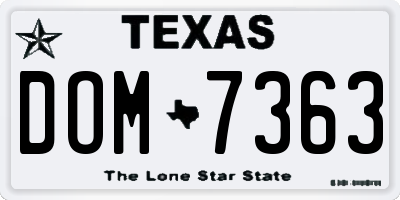 TX license plate DOM7363