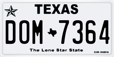 TX license plate DOM7364