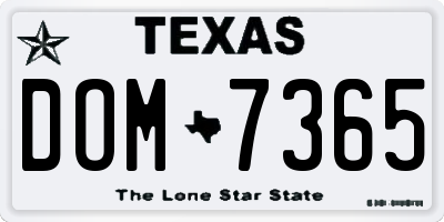 TX license plate DOM7365