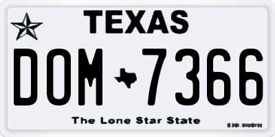 TX license plate DOM7366