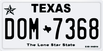 TX license plate DOM7368