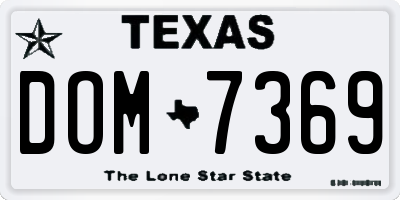 TX license plate DOM7369