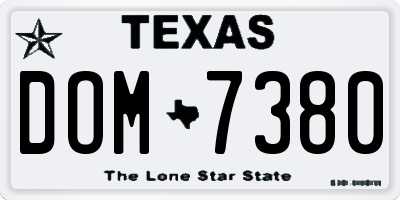 TX license plate DOM7380