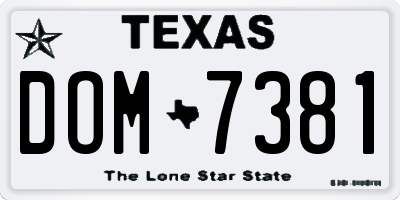 TX license plate DOM7381