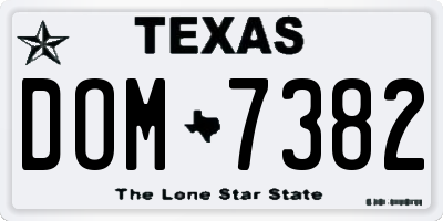 TX license plate DOM7382
