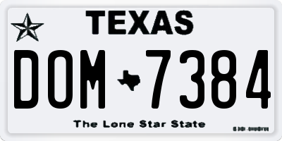 TX license plate DOM7384