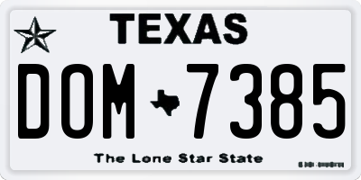TX license plate DOM7385