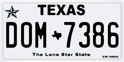TX license plate DOM7386