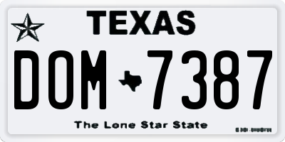 TX license plate DOM7387