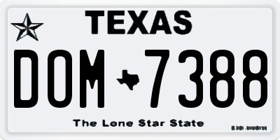 TX license plate DOM7388