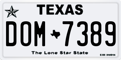 TX license plate DOM7389