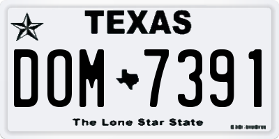 TX license plate DOM7391