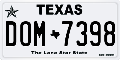 TX license plate DOM7398