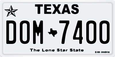 TX license plate DOM7400