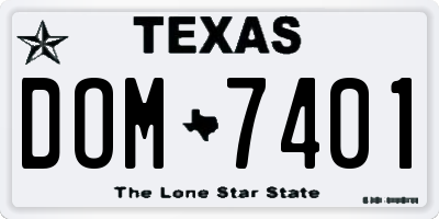 TX license plate DOM7401