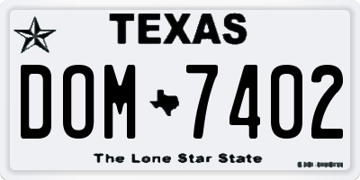 TX license plate DOM7402
