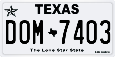TX license plate DOM7403