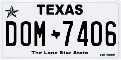 TX license plate DOM7406