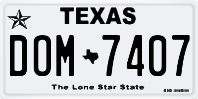 TX license plate DOM7407