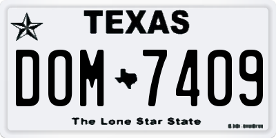 TX license plate DOM7409