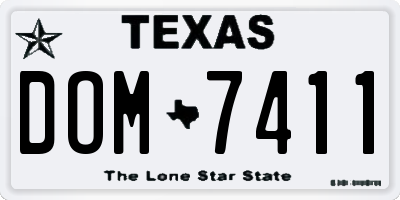 TX license plate DOM7411