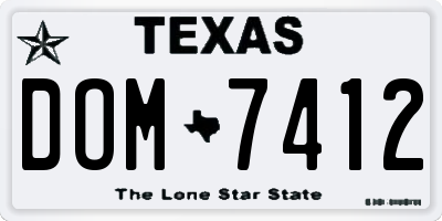 TX license plate DOM7412