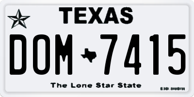 TX license plate DOM7415