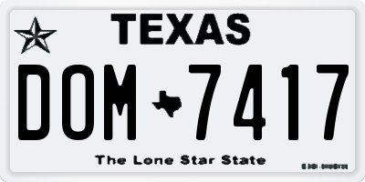 TX license plate DOM7417
