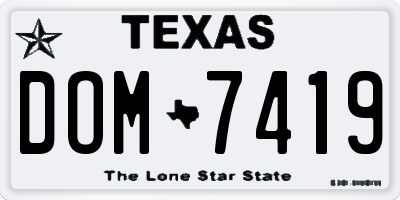 TX license plate DOM7419
