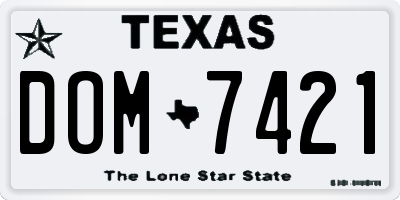 TX license plate DOM7421
