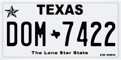 TX license plate DOM7422