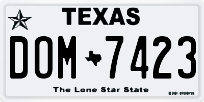TX license plate DOM7423