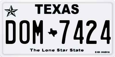 TX license plate DOM7424