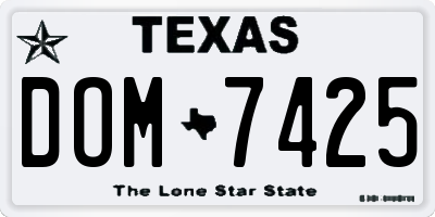 TX license plate DOM7425