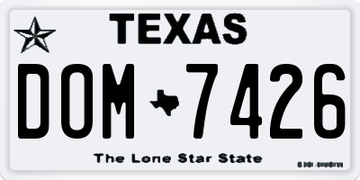 TX license plate DOM7426